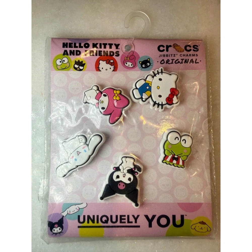 Crocs Jibbitz Charms Unisex OS Multicolor Hello Kitty and Friends 5-Pack New